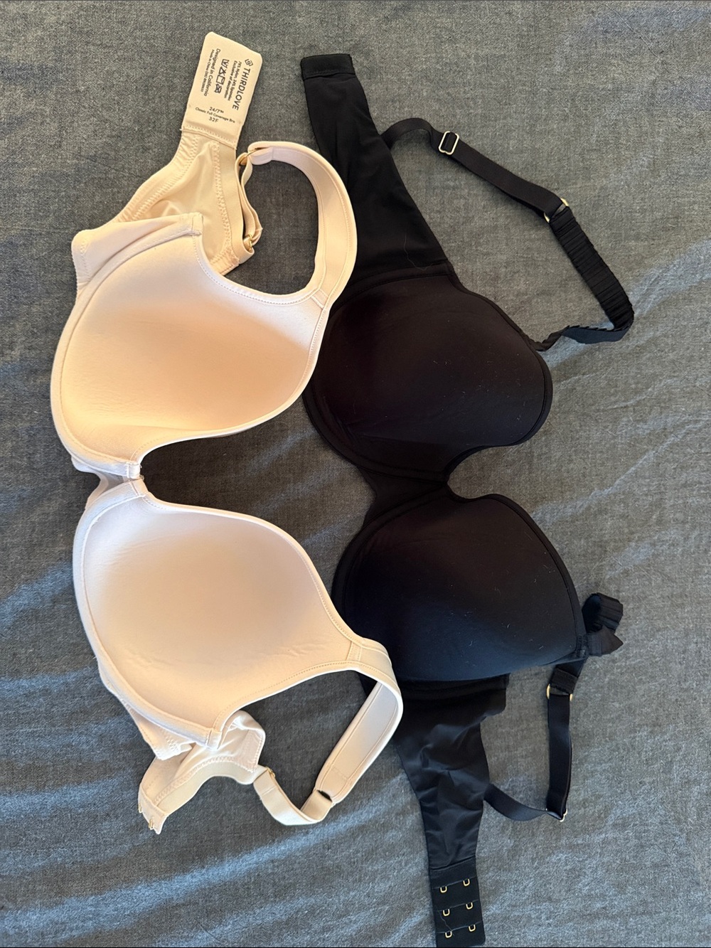 Everyday T-Shirt Bra Duo - Black & Nude Thirdlove size 32F set of bras